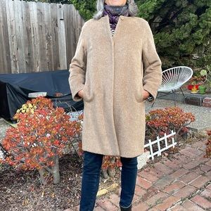 Boden full camel peacoat size 10 wool mohair blend snap up